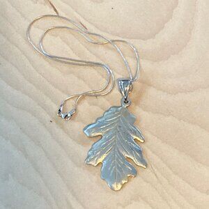 Vintage Maple Leaf Pewter Pendant Marked Morgan Chunky Large Bale